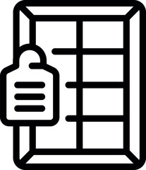 Poster - Line icon of a supermarket shelf with a blank price tag, suggesting a need to restock