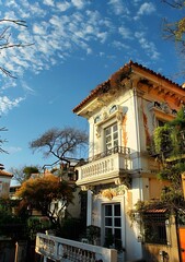 European style house with blue sky