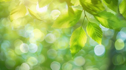 Poster - Blurred green leaf bokeh nature background