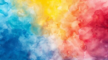 Poster - This abstract watercolor background features a vibrant blend of blue, yellow, and red colors, symbolizing creativity, energy, and passion. - This abstract watercolor background features a vibrant blen