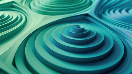 Poster - A close-up image of a repeating pattern of teal concentric circles, creating a 3D effect