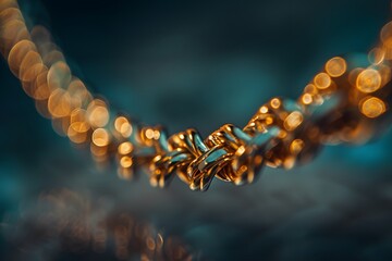 Canvas Print - Stunning Close-Up of a Golden Chain with Bokeh Background