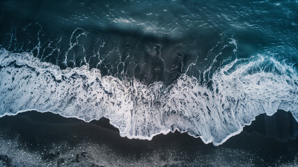 Poster - The ocean is calm and the waves are small. The water is a deep blue color. The sky is clear and the sun is shining