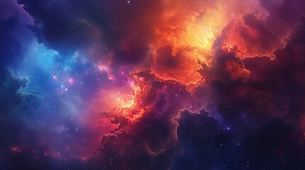 Wall Mural - This image showcases a vivid cosmic nebula with vibrant light and colors, highlighting the beautiful expanse of space and the mysteries of the universe.