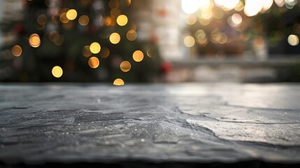 Wall Mural - a beautifully blurred background featuring warm bokeh lights from a decorated christmas tree, with a