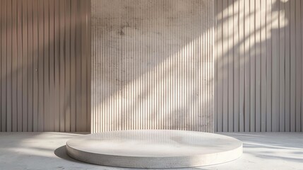Poster - 3d rendering of an empty concrete podium with sunlight and shadows on the background.