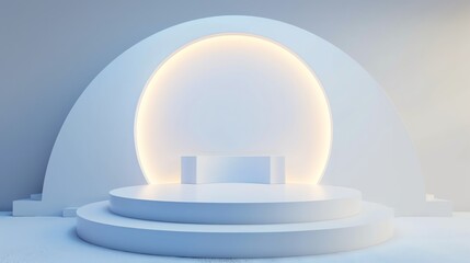 Poster - 3D rendering of a simple and clean stage with a spotlight. The spotlight is focused on the center of the stage, which is empty.