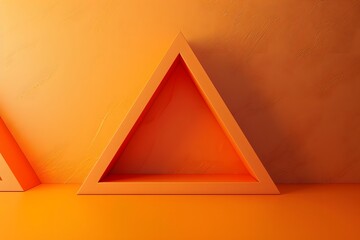 Canvas Print - Vibrant Orange Triangular Shelves Against a Matching Background