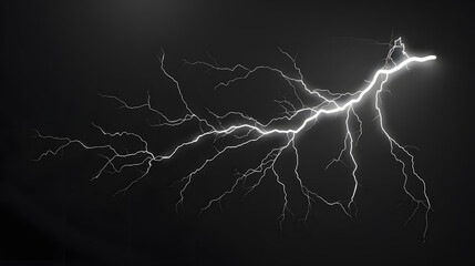 realistic lightning on pure black background