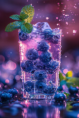 Poster - Fresh blueberry in mint water