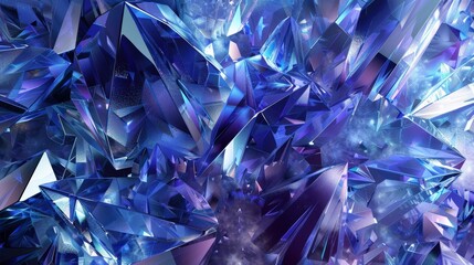 Poster - A close-up shot of a cluster of sharp, deep blue crystals, creating an abstract design