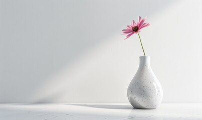 Wall Mural - Minimalist home decor, single vase with a flower, clean and simple