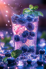 Poster - Fresh blueberry in mint water