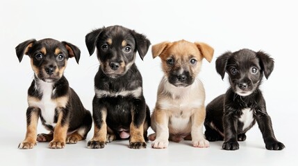 Wall Mural - Young dogs alone on a white surface