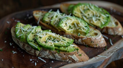 Avocado and Parmesan cheese on artisan bread