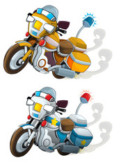 Wall Mural - Cartoon motorcycle riding to the rescue illustration for children