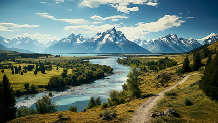 Wall Mural - Grand Teton - Landscape Wallpaper, Nature Background, Aerial Photography, Drone Views