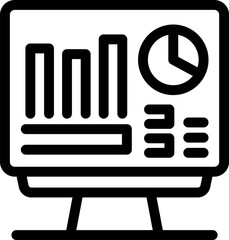 Poster - Simple, bold icon of a computer monitor displaying various business charts and graphs