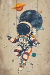 Canvas Print - Cute astronaut illustration