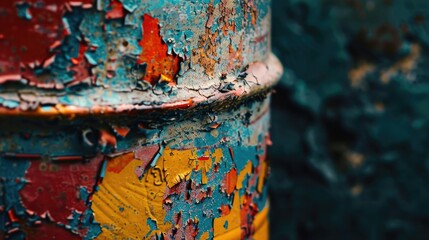 Poster - Damaged paint on aged metal container