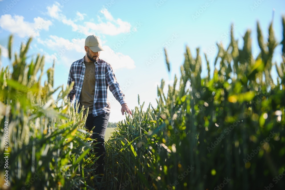 Portrait of farmer standing in wheat field Stock Photo | Adobe Stock