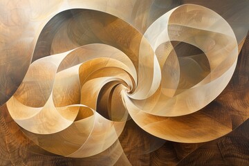 Poster - This image displays soft, swirling shapes interweaving in an abstract formation, creating a sense of calm and fluidity with its gentle curves and warm tones.