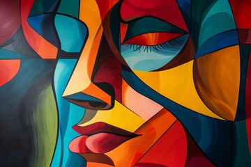 Poster - This captivating geometric abstract artwork features a stunning array of vibrant colors and bold shapes, offering a modern and visually appealing composition.