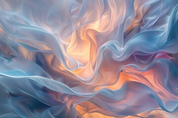 Aufkleber - An abstract depiction of flowing silk-like fabric illuminated by soft light, creating a sense of movement and grace with delicate, translucent textures.