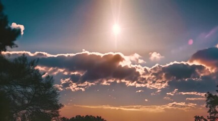 Wall Mural - Sunlight spreading across the sky as the moon fades
