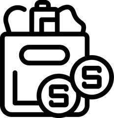 Poster - Line icon concept of shopping for a vape pen showing price with two dollar currency symbols