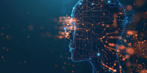 Aufkleber - Artificial intelligence is forming a network inside a human head