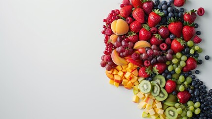 Wall Mural - A colorful fruit salad is arranged in the shape of a face