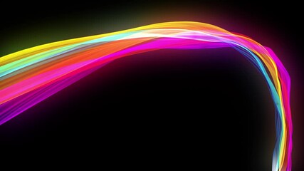 Wall Mural - astral neon rainbows, cosmic rain of bright luminous hues. multicolored swirl of smoke on a black ba