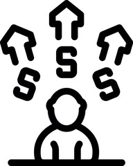 Poster - Businessman is thinking about strategy for success, with arrows and s for success