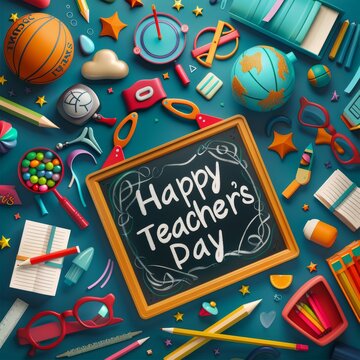 Happy teacher's day funny concept