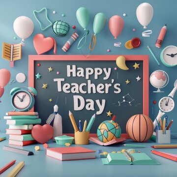 Happy teacher's day funny concept
