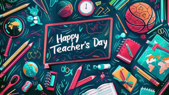 Happy teachers' day illustration