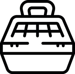 Sticker - Black outline icon of a pet carrier box for safe and comfortable travel