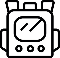Poster - Line art icon of a retro futuristic device with antennae and buttons, perfect for projects related to technology, communication, and the future