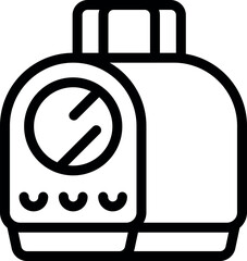 Poster - Simple outline icon of a toaster with two slots and a dial for controlling temperature