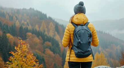 Canvas Print - A woman wearing a yellow jacket