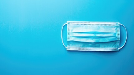 Wall Mural - minimalist blue background with surgical mask for virus protection in healthcare concept