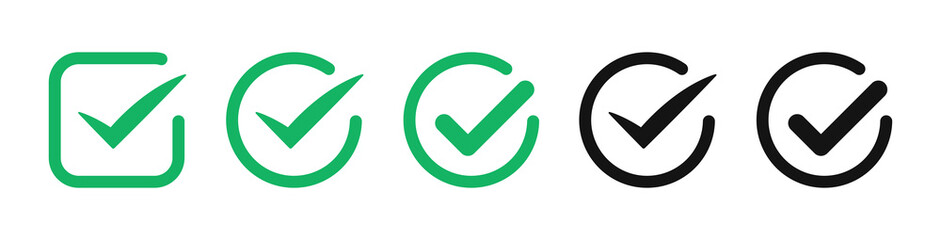 Aufkleber - check box icon with correct, accept checkmark icons tick box checked, check list square frame - checkbox symbol approved sign