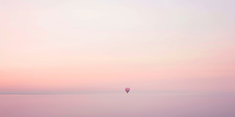 Wall Mural - A dreamy photo of a morning sky with a distant hot air balloon in the distance