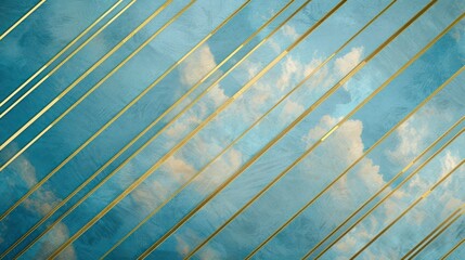 Wall Mural - Elegant art deco setting with gold lines on a sky blue background, reminiscent of early 20th-century glamour