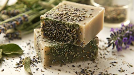 Sticker - Natural soap bar with lavender dried herbs