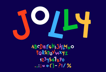 Wall Mural - funny cute font, children game type, comic typeface, creative childish english alphabet. vector fun 