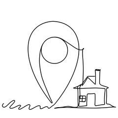 Aufkleber - continuous line drawing of Home location map isolated on transparent background. Vector illustration
