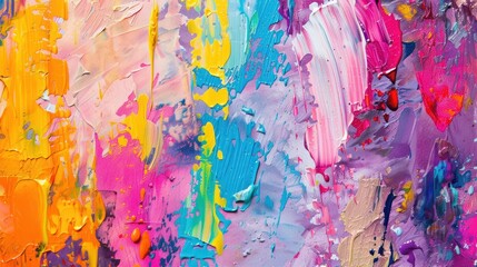 Fototapete - Colorful modern artwork, abstract paint strokes, oil painting on canvas. Acrylic art, artistic texture. Brush daubs and smears grunge background