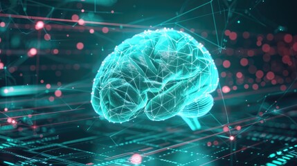 Digital brain connected to data center. Artificial intelligence concept